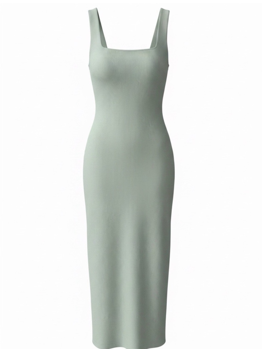 Reformation Kia Ribbed Square-Neck Midi Dress in Sage